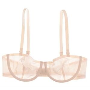 NWOT CUUP 36D The Balconette Mesh Ivory Sheer Underwire Bra 124408